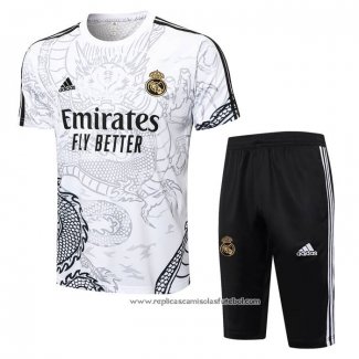 Fato de Treino Real Madrid Dragon 2024-2025 Manga Curta Branco - Calcas Curta