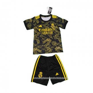 Camisola Real Madrid Dragon 2024-2025 Crianca Preto Oro