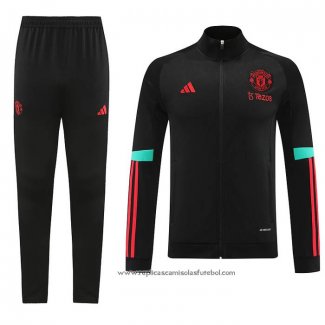 Jaqueta de Treinamento Manchester United 2023-2024 Crianca Preto