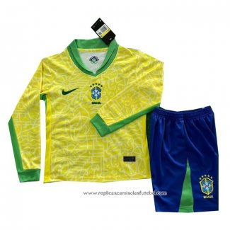 Camisola 1º Brasil 2024 Crianca Manga Comprida