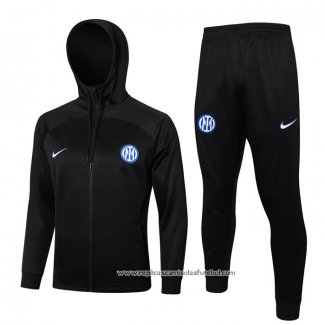 Fato de Treino Hoodie Inter de Milao 2024-2025 Crianca Preto