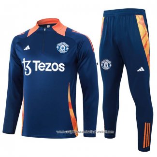 Sueter de Treinamento Manchester United 2024-2025 Crianca Azul