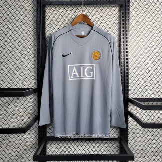 Retro Camisola Manchester United Goleiro 2007-2008 Manga Comprida