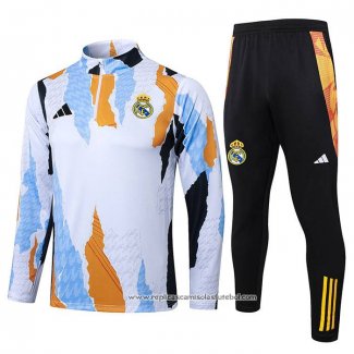 Sueter de Treinamento Real Madrid 2024-2025 Branco y Amarelo