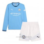 Camisola 1º Manchester City 2024-2025 Crianca Manga Comprida