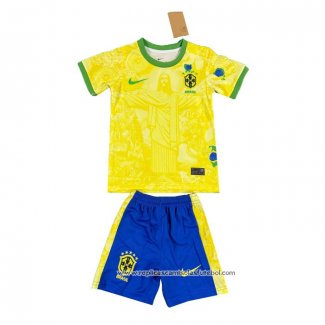 Camisola Brasil Jesus 2024-2025 Crianca Amarelo