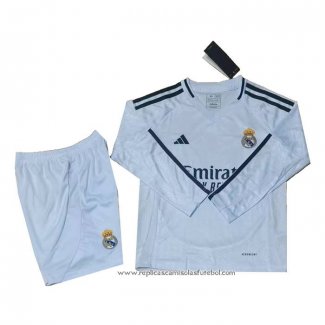 Camisola 1º Real Madrid 2024-2025 Crianca Manga Comprida