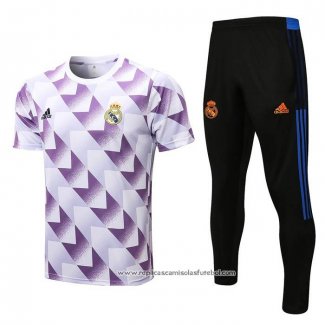 Fato de Treino Real Madrid 2022-2023 Manga Curta Branco y Purpura