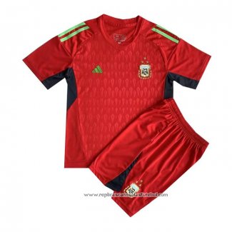 Camisola Argentina Goleiro 2022 Crianca Vermelho