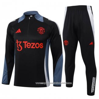 Sueter de Treinamento Manchester United 2024-2025 Crianca Preto