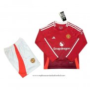 Camisola 1º Manchester United 2024-2025 Crianca Manga Comprida