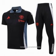 Conjunto Polo del Manchester United 2024-2025 Preto